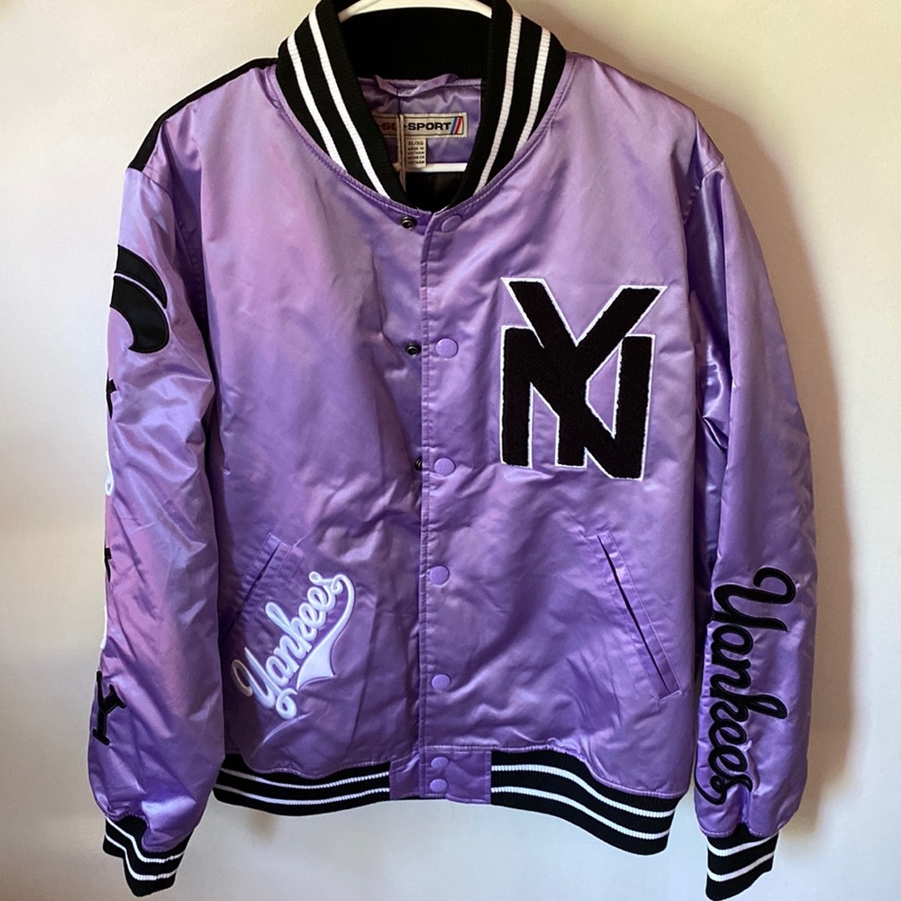 Yankees purple and black varsity jacket